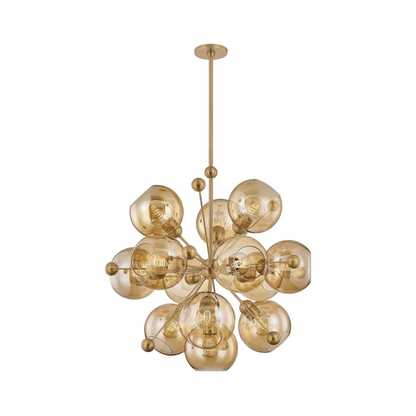 Troy Lighting Ellory 32in wide 13 Light Chandelier in Patina Brass F1232-PBR - main
