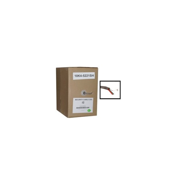 Cable Wholesale Shielded Security/Alarm Wire, Gray, 22/2 (22AWG 2 Conductor), Stranded, CMR / Inwall rated, 10K4-52212SH - main