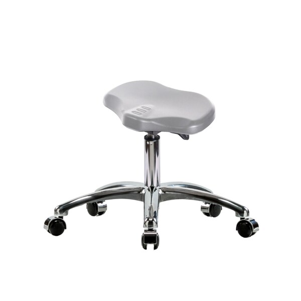 Blue Ridge Ergonomics Polyurethane Ray Sit-Stand Stool Chrome - Desk Height with Chrome Casters in Gray Polyurethane PRPDHSO-CR-CC-GRY - main