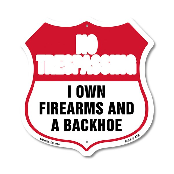 Signmission No Trespassing Shield Sign I Own Firearm, 6 Inch X 6 Inch, Plastic Sign SHI-P-6-422 - main
