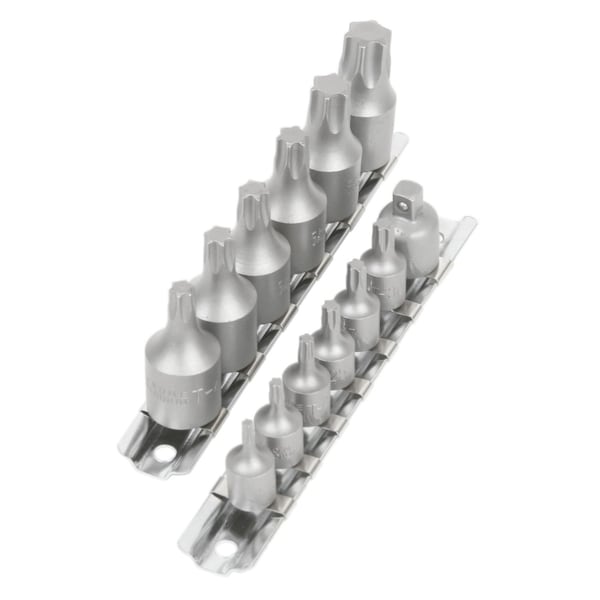 Performance Tool 15 pc. Star Bit Socket Set, T-Bits, SAE/Metric, Storage Rails W1313 - main