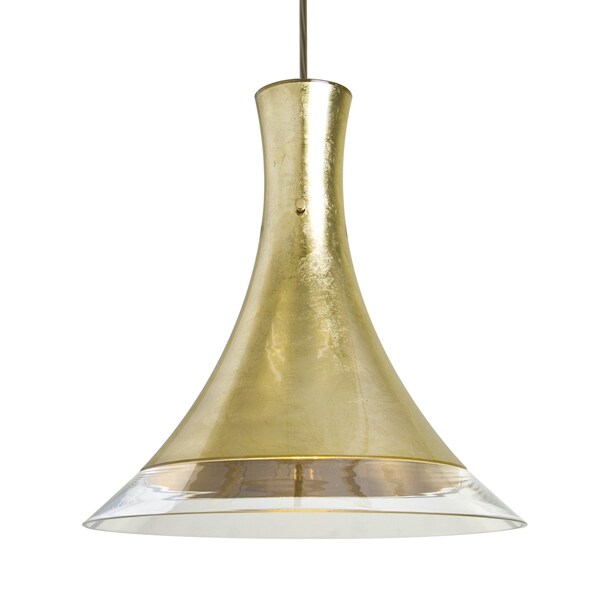 Besa Lighting Rio Cord Pendant, Gold Foil/Clear, Bronze Finish, 1x9W LED 1JT-RIOGF-LED-BR - main