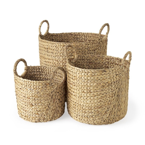 Homeroots Set of Three Brown Wicker Basket, 3PK 392168 - main