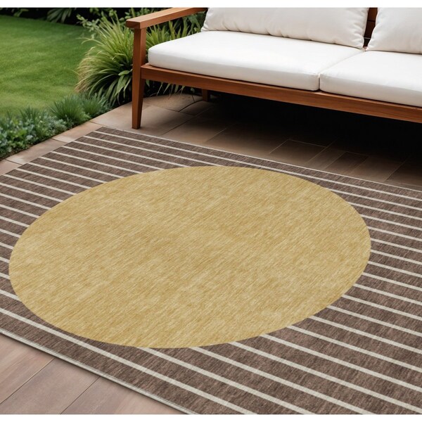 Homeroots 8' X 10' Brown And Beige Striped Washable Indoor Outdoor Area Rug 597154 - main