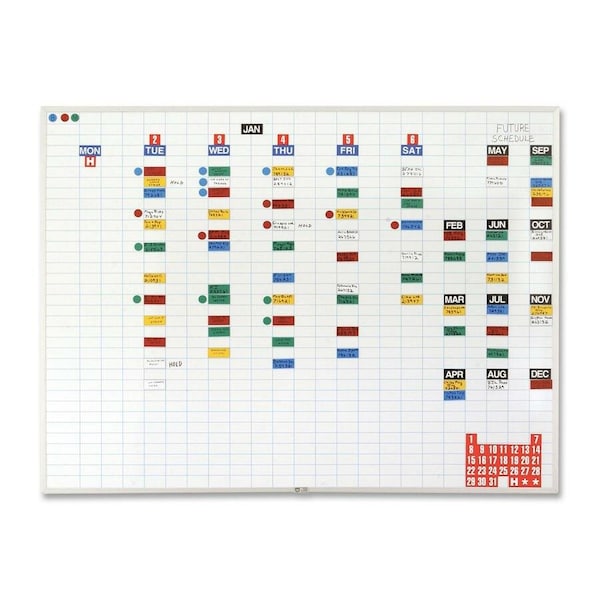 Magna Visual Planning Board, Steel, 36 in, 48 in, Aluminum Frame, White, Gloss EBK-3648 - main