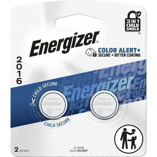 Energizer Coin Cell Battery, 3 V Battery, 100 mAh, CR2016 Battery, Lithium, Manganese Dioxide 2016BP-2 - main
