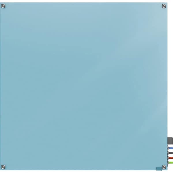 Ghent Dry Erase Board, Glass, 48 in, 48 in, No Frame Frame, Blue, Gloss HMYSM44BE - main