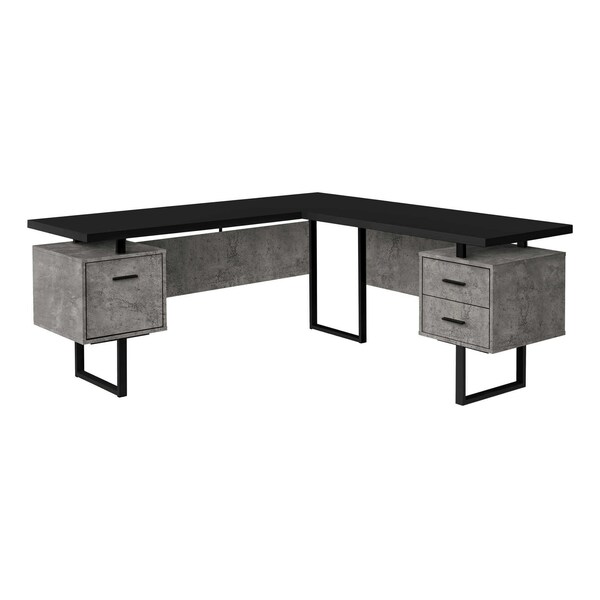 Homeroots 71" Black L Shape Computer Desk With Three Drawers 489935 - main