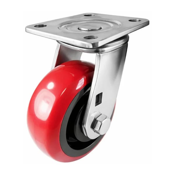 Hyw Products Heavy Duty Caster 5in x 2in Polyurethane on Plastic Wheel Stainless Steel - Swivel 40-50S-A1-PU(STS) - main