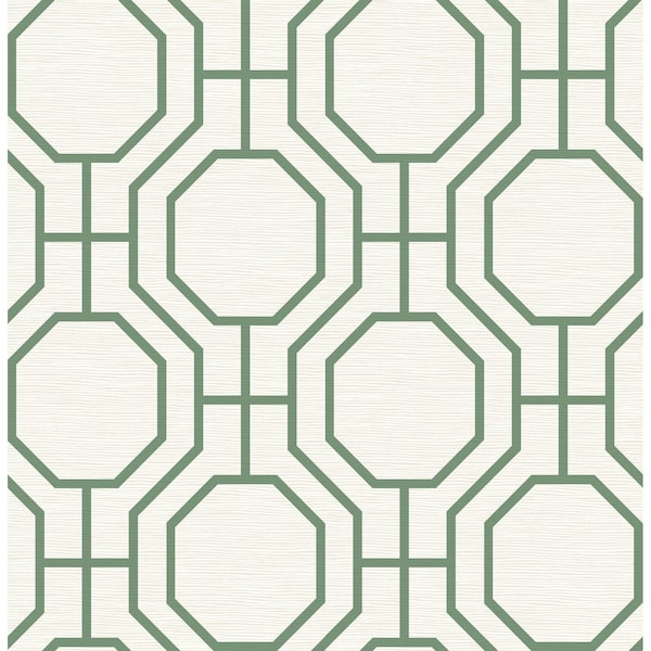 A-Street Prints Manor Green Geometric Trellis Wallpaper 4122-27047 - main