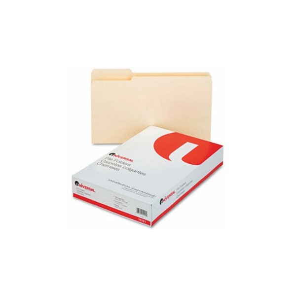 Universal File Folders, 1/3 Cut First Positions, One-Ply Top Tab, Legal, Manila, 100/Box 15121 - main