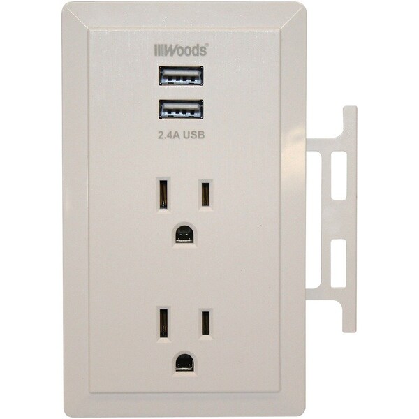 Southwire Outlet Tap, Wall Tap, USB, 2 USB/2 Outlet(s) White 41230 - main