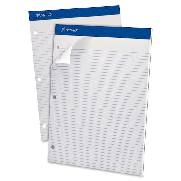 Esselte Evidence Dual Pad, 8-1/2" x 11", Narrow Ruled, 3-Hole Punched, White, 100 Sheets/Pad 20346 - main