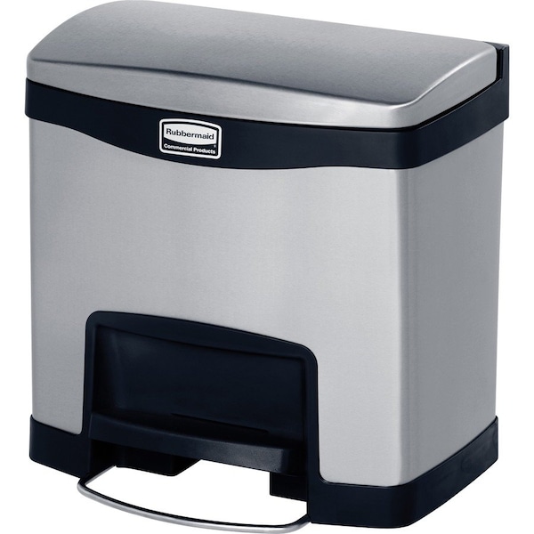 Rubbermaid Commercial Slim Jim Step-On 4 gal Rectangular Step-On Can, Black, Foot Pedal, Stainless Steel, 13 7/8 in 1901982 - main