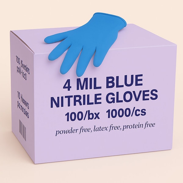 Approved Vendor Disposable Gloves, 4 mil Palm, Nitrile, Powder-Free, L, Blue, Case PK 1000 DB4MILNitrileLC - main