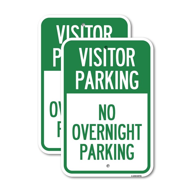 Signmission Visitor Parking No Overnight Parking, 12'' X 18'' 2 Signs, Heavy Gauge Aluminum, 2PK A-1218-2PACK-22731 - main