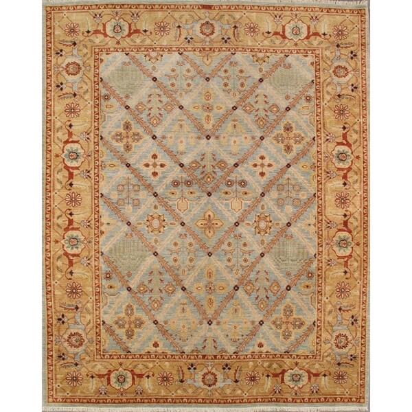 Pasargad Home Azerbaijan Collection Hand-Knotted Lamb's Wool Area Rug- 9' 2 in. X 12 ft. 0 in. L. Blue P-51 9x12 - main