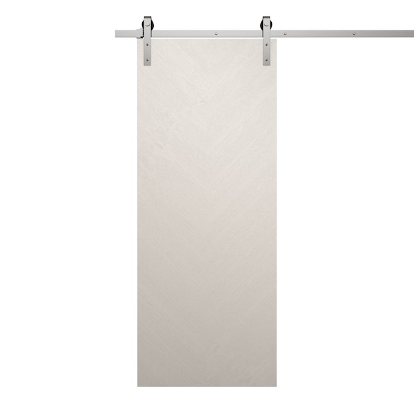 Sartodoors Modern Barn Door 42 x 80 inches, Ego 5005 Painted White Oak, 8FT Silver Rail Track Heavy Hardware EGO5005BD-S-PWO-42 - main