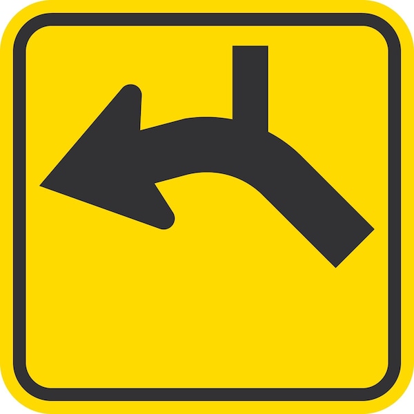 Lyle Right Curve and Side Road, 12x12, High Intensity Prismatic, Yellow G-2072-HI_12x12 - main