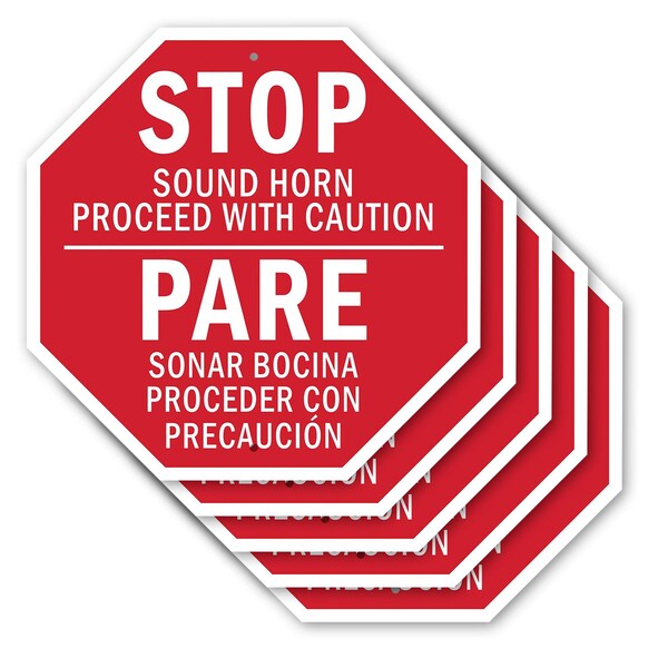 Signmission Stopsound Horn Proceed with Caution, 10 inch X 10 inch, Aluminum Metal Signs, 5PK OC-A-5Pack-10-25 - main