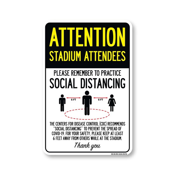 Signmission PSA Stadium Attendees Practice Social Distancing 18in X 12in Wall Graphic, OS-NS-RD-1218-25376 OS-NS-RD-1218-25376 - main
