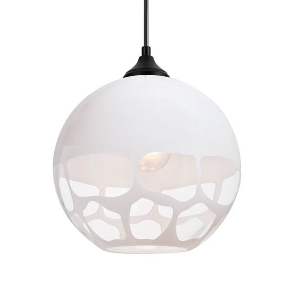 Besa Lighting Besa Rocky Outdoor Pendant, White, Black Finish, 1x 9W LED OP-ROCKYWH-LED-BK - main