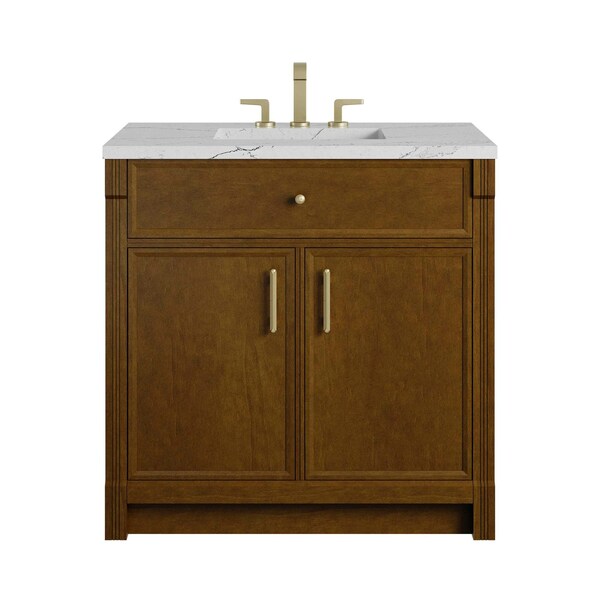 James Martin Vanities Bellshire 36" Single Vanity, Honey Oak w/ 3 CM Ethereal Noctis Silestone Top 660-V36-HNO-3ENC - main