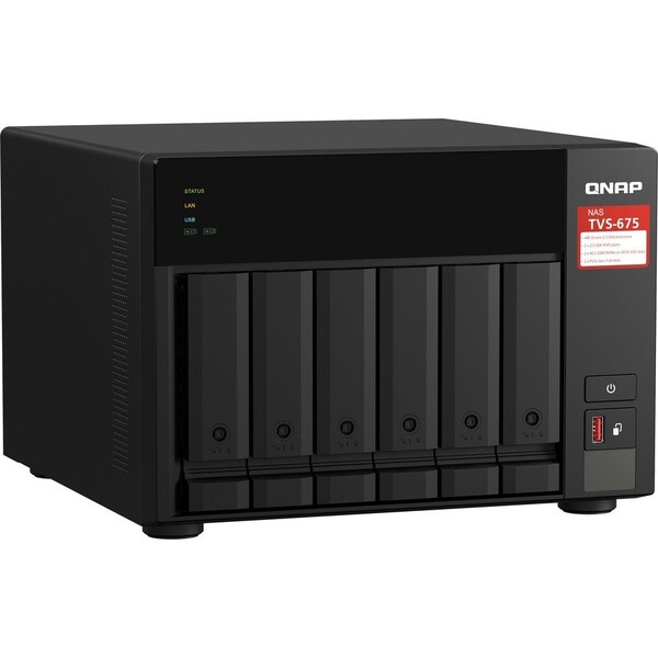 Qnap DESKTOP 8-BAY NAS/ISCSI IP-SAN, ZHAOXIN KX-U6580 8C 2.5GHZ, 8GB RAM, TWO 2. TVS-675-8G-US - main