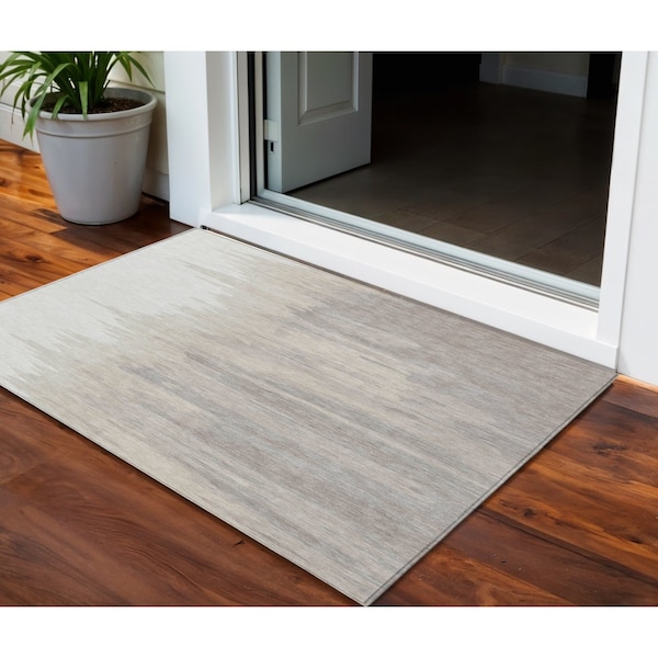 Homeroots 3' X 5' Ivory And Brown Abstract Washable Indoor Outdoor Area Rug 601218 - main