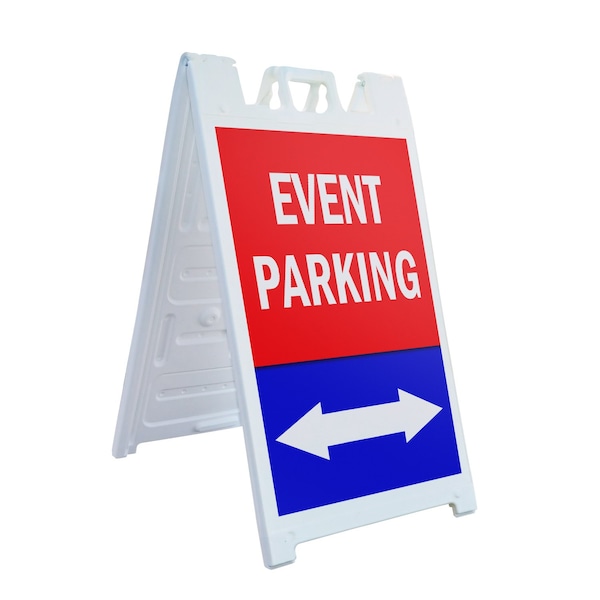 Signmission Event Parking With Double Arrow, A-Frame & 2 Decals Installed, Heavy-Duty Plastic Frame SBHD-D-2436-EventParkingWithDoubleArrow - main
