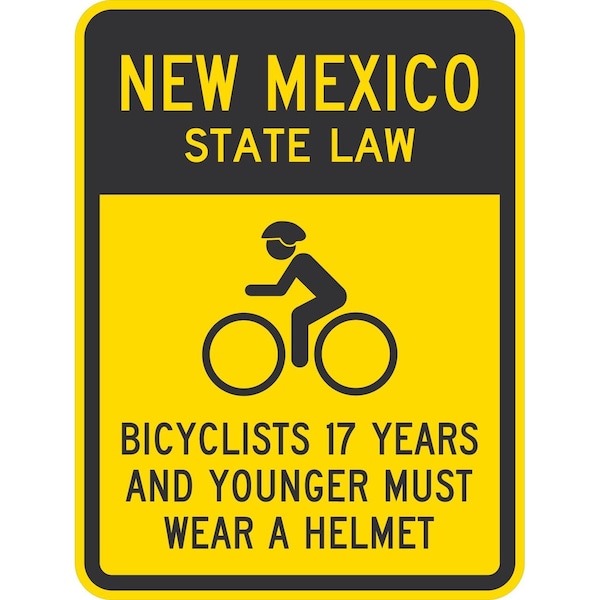 Lyle Bicyclists 17 Years And Younger Must Wear A Helmet (Cyc, 18x24, High Intensity Prismatic, Yellow G-10789-HI_18x24 - main