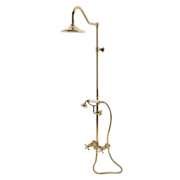 Kingston Brass Wall Mount Rain Drop Shower System with Hand Shower, Polished Brass CCK3662BEX - main