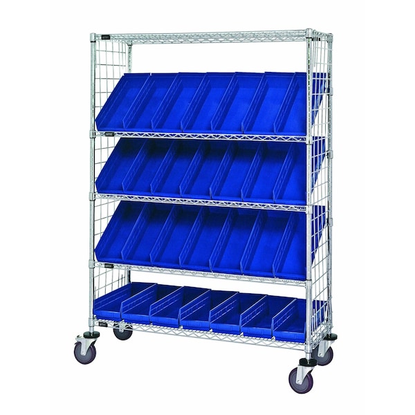 Quantum Storage Systems WIRE CART SLANT SHELVES W/ 28 BINS WRCSL5-63-2448EP-106BL - main