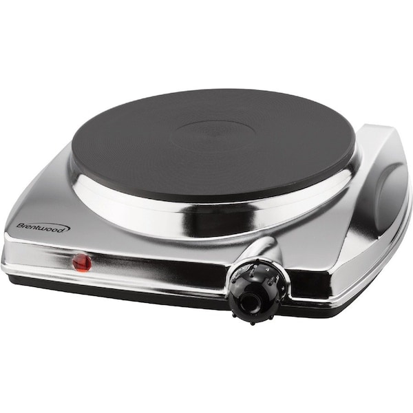 Brentwood Appliances Electric 1000 Watt Single Hotplate, Chrome TS337 - main