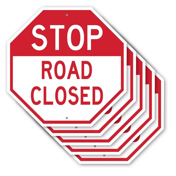 Signmission Stop Road Closed, 10 inch X 10 inch, Aluminum Metal Signs, 5PK OC-A-5Pack-10-310 - main