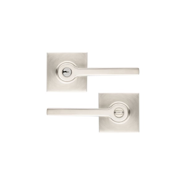 Baldwin Baldwin 5288 Right Hand Square Lever with Square Rose Keyed Entry Lifetime Satin Nickel Finish 5288056RENT - main