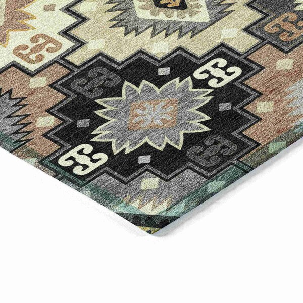 Homeroots 5' X 8' Black Wheat And Gray Southwestern Washable Indoor Outdoor Area Rug 632252 - main