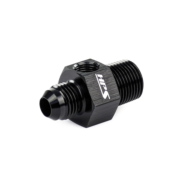Hps Performance -4 AN Male to 1/8 in NPT Male Adapter with 1/8 in NPT Female Port, Aluminum, Black AN194-04-02 - main