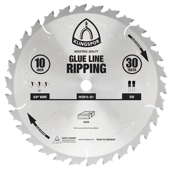 Klingspor 10" 32-Tooth Glue Line Ripping Saw Blade KSB10-301 - main