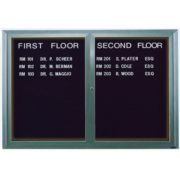 Aarco Illuminated Enclosed Letter Board Directory w/ Clear Satin Anodized Al Frame, 48''Hx72''W 2 Doors ADC4872I - main