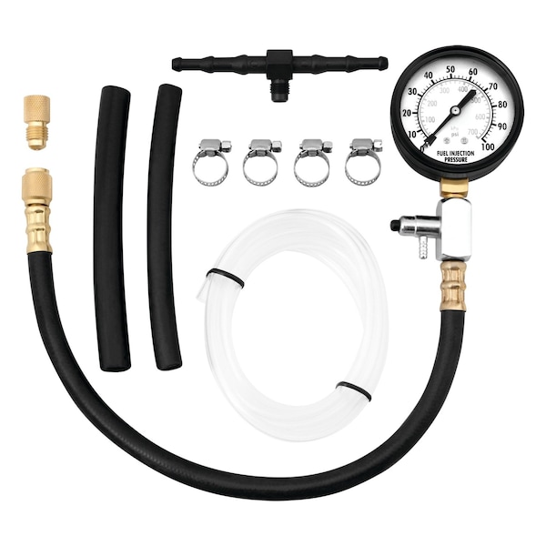 Performance Tool Fuel Injection Pressure Tester, 0-100 PSI Gauge, Ford GM Chrysler Adapters W80595 - main