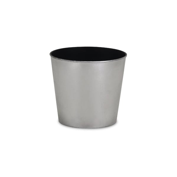 Homeroots 7in Silver Recycled Plastic Indoor Outdoor Round Pot Planter 488229 - main