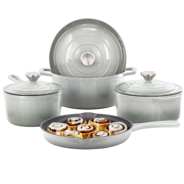 Megachef 7 Piece Enameled Cast Iron Cookware Set in Gray 750124530M - main