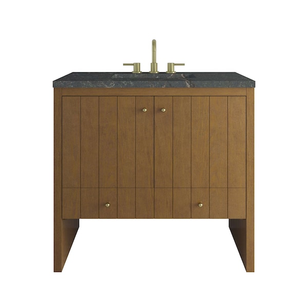 James Martin Vanities Hudson 36" Single Vanity, Honey Oak w/ 3 CM Parisien Bleu Silestone Top 435-V36-HNO-3PBL - main