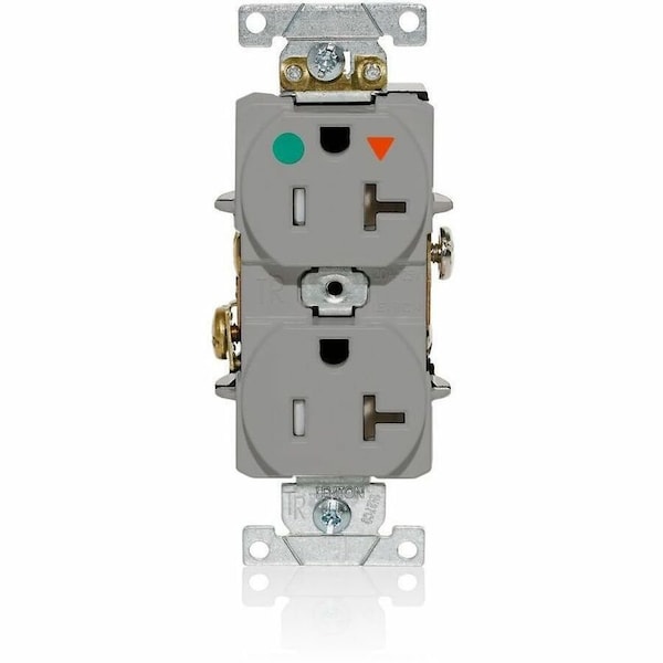 Leviton IG Dup Rec 20A 125V TR/HG Gry T8300-IGG - main