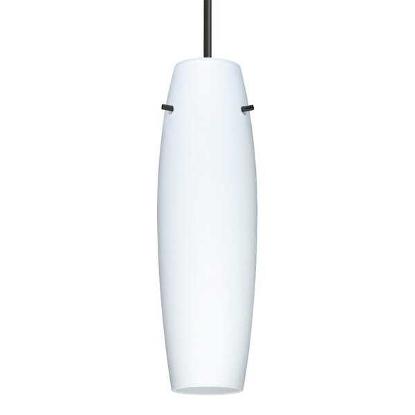 Besa Lighting Besa Suzi Pendant, Opal Matte, Black Finish, 1x 9W LED 1JT-489707-LED-BK - main