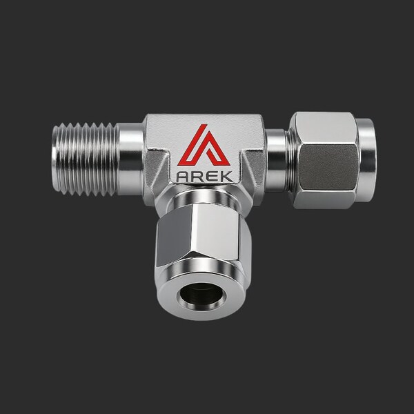 Arek Male Run Tee 3/8 in Tube OD X 3/8 in NPT SS 316 RL128 MRT _3/8 X 3/8 - main