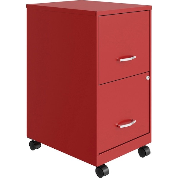 Nusparc 2-Drawer Mobile Vertical File Cabinet, 14.2" x 18" x 26.5", Red NPRVF218AMRD - main