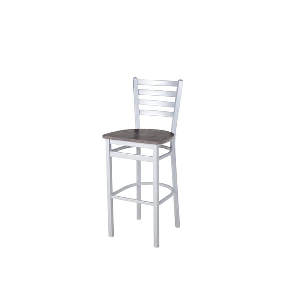 Bfm Seating Lima Ladder Back Barstool - Rustic Copper Relic Seat - Steel Frame - Silver Mist Finish 2160BRCR-SM - main