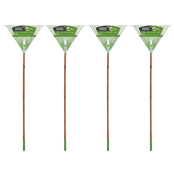 Ames 54 in. Hardwood Handle Steel Leaf Rake, 22-Tine, 4-Pack 10000-07557 - main